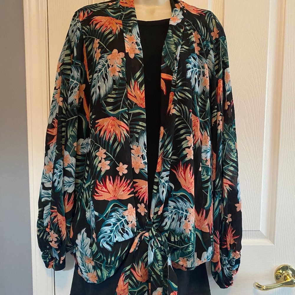 BUY 2 ITEMS & GET 1 FREE - Colleen Lopez Sheer Tie Waist Jacket Sz XL